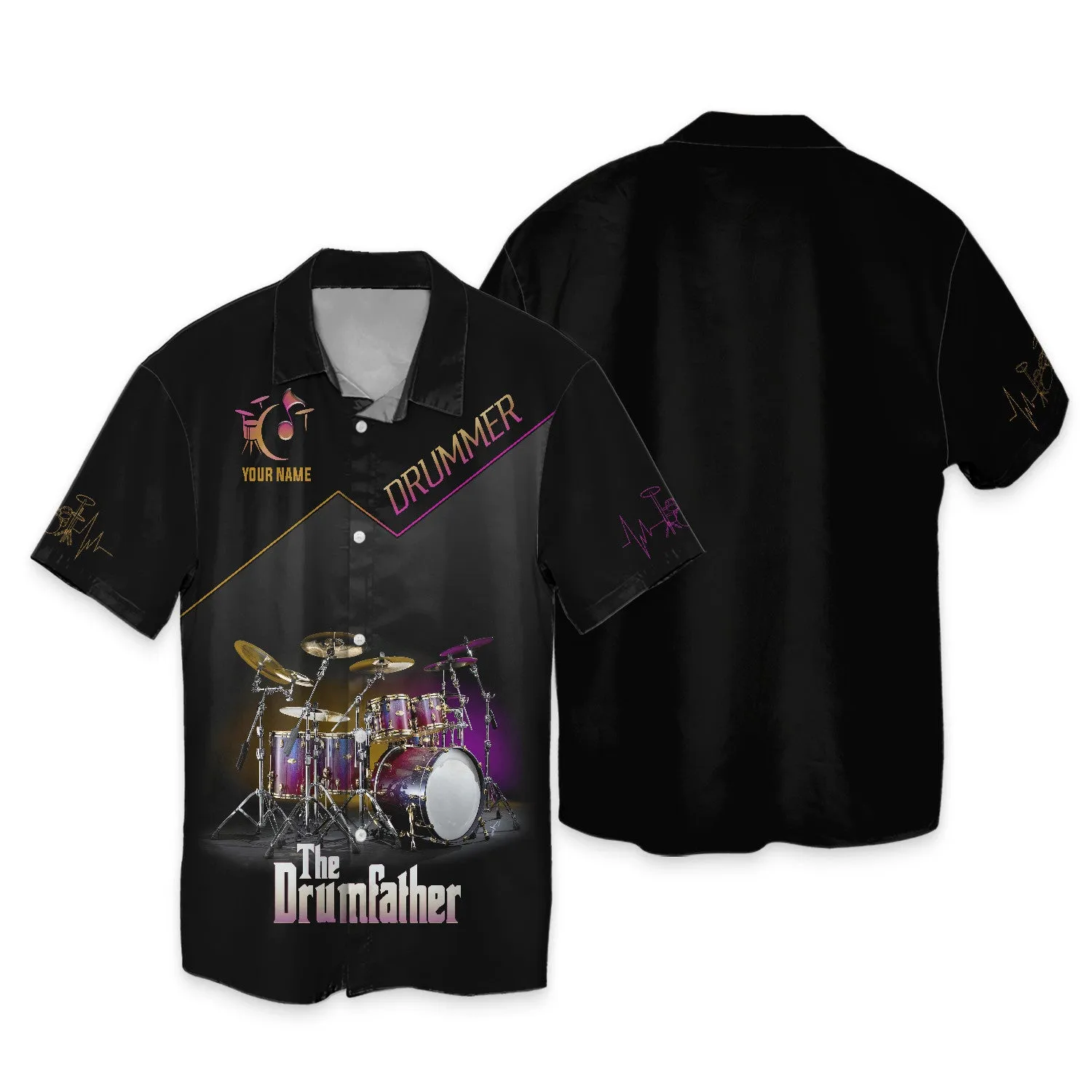 The Drumfather Sets Personalized Name 3D Full Print Shirts , Gift For Drum Lovers