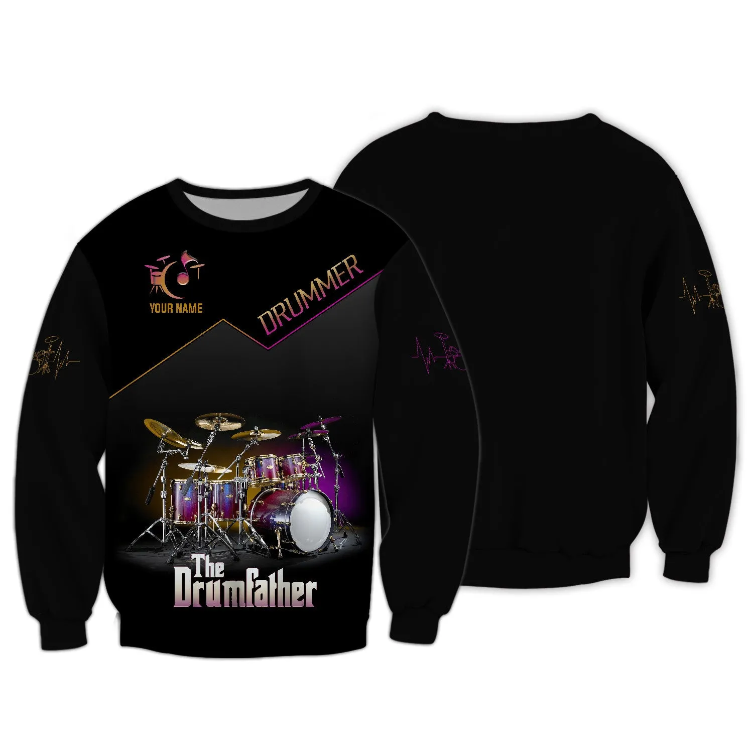 The Drumfather Sets Personalized Name 3D Full Print Shirts , Gift For Drum Lovers