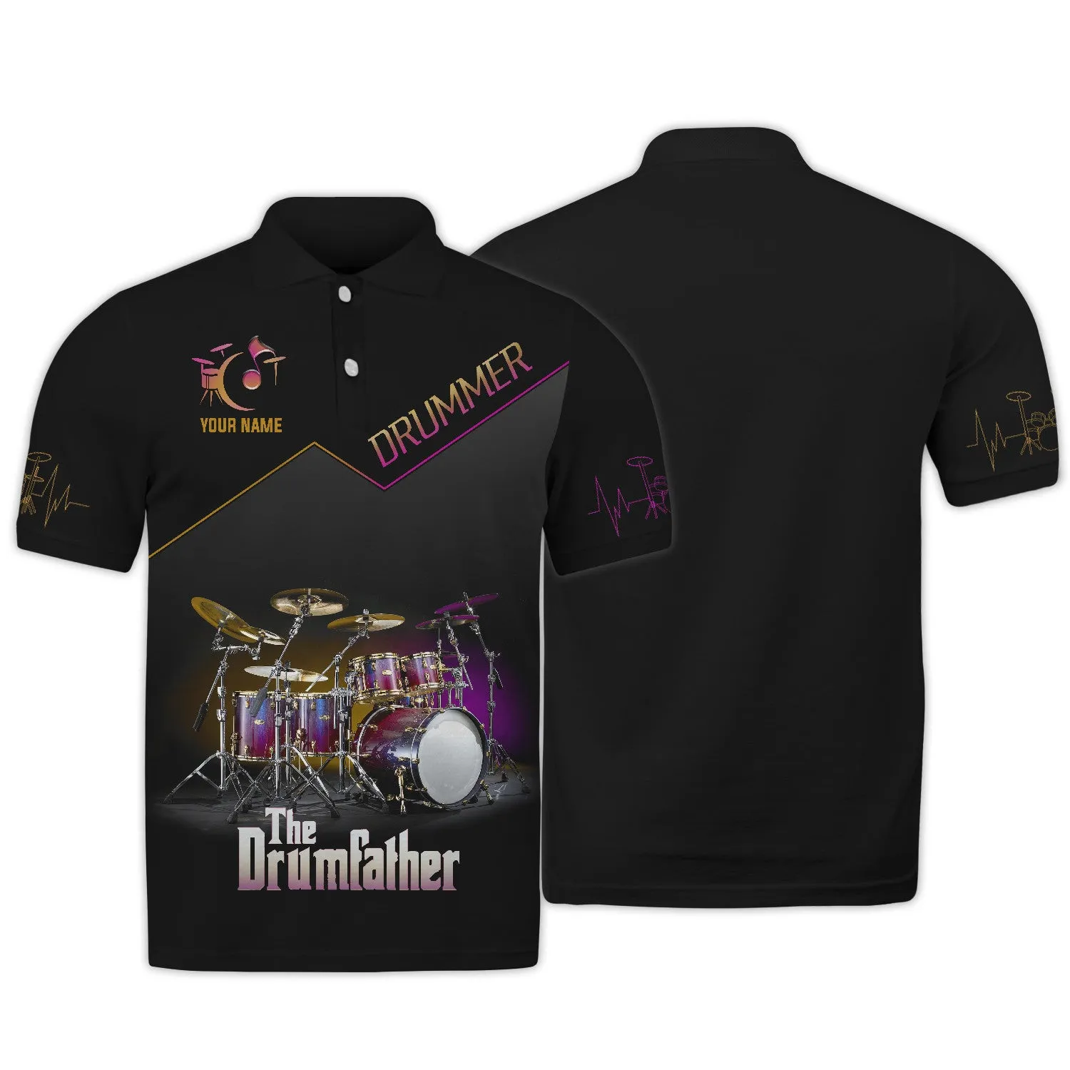 The Drumfather Sets Personalized Name 3D Full Print Shirts , Gift For Drum Lovers