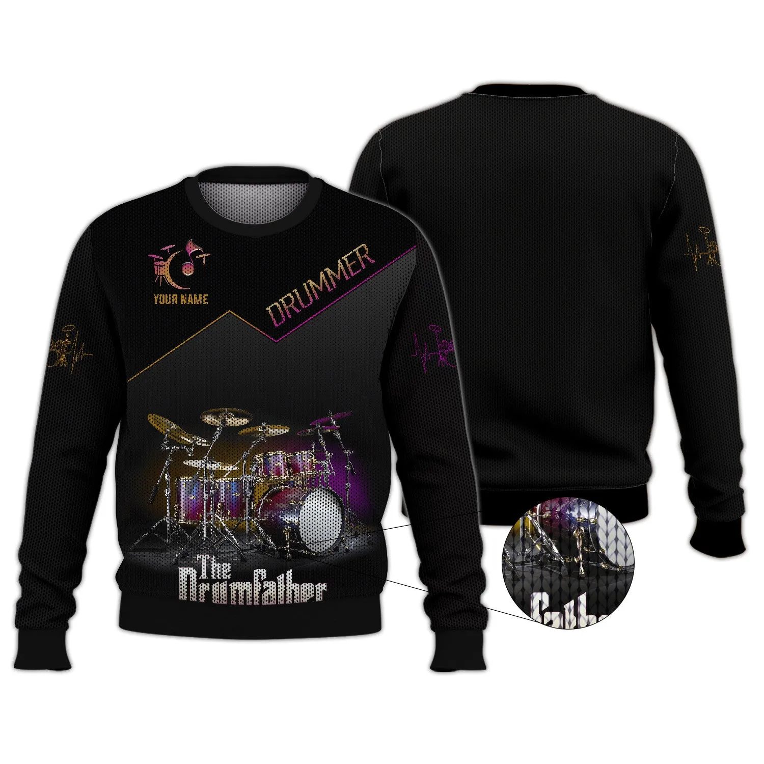 The Drumfather Sets Personalized Name 3D Full Print Shirts , Gift For Drum Lovers