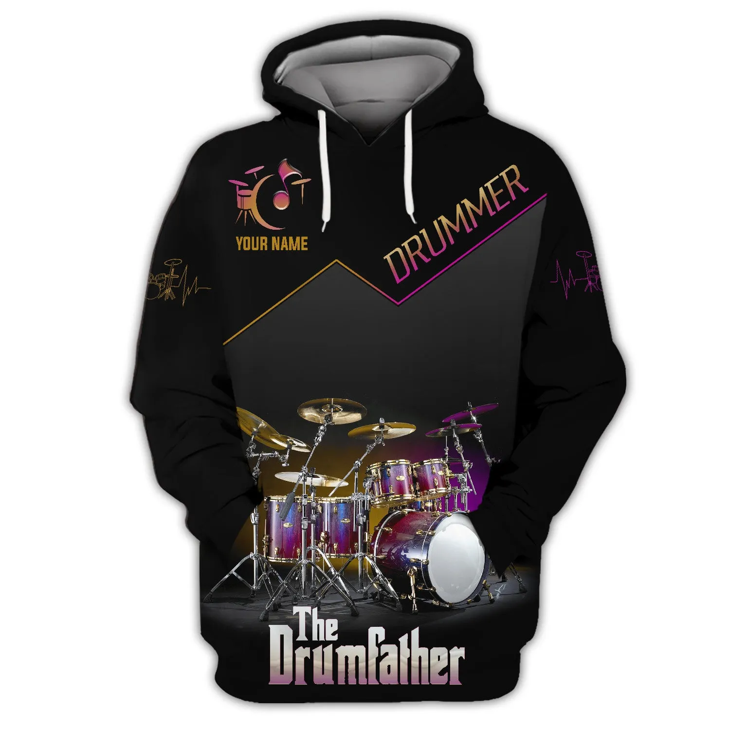 The Drumfather Sets Personalized Name 3D Full Print Shirts , Gift For Drum Lovers