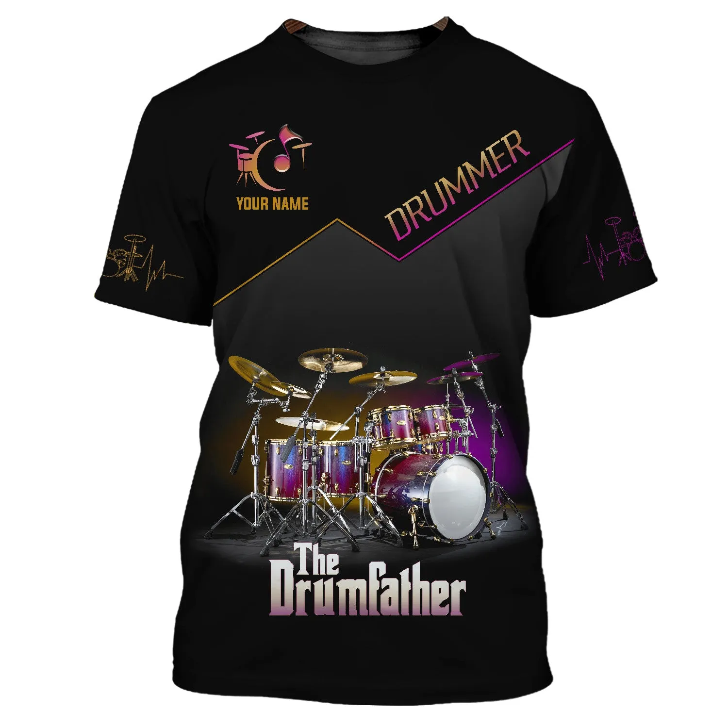 The Drumfather Sets Personalized Name 3D Full Print Shirts , Gift For Drum Lovers