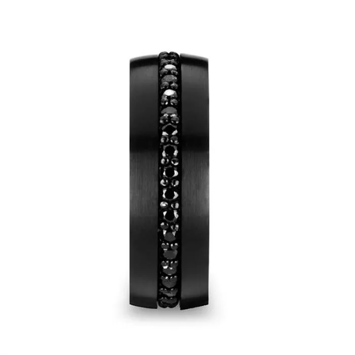Thorsten VALIANT Black Tungsten Ring with Black Sapphires - 8mm