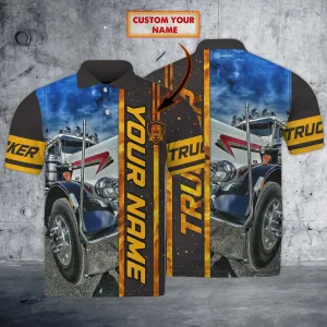 Trucker 018 - Personalized Name 3D Polo Shirt - Pth98