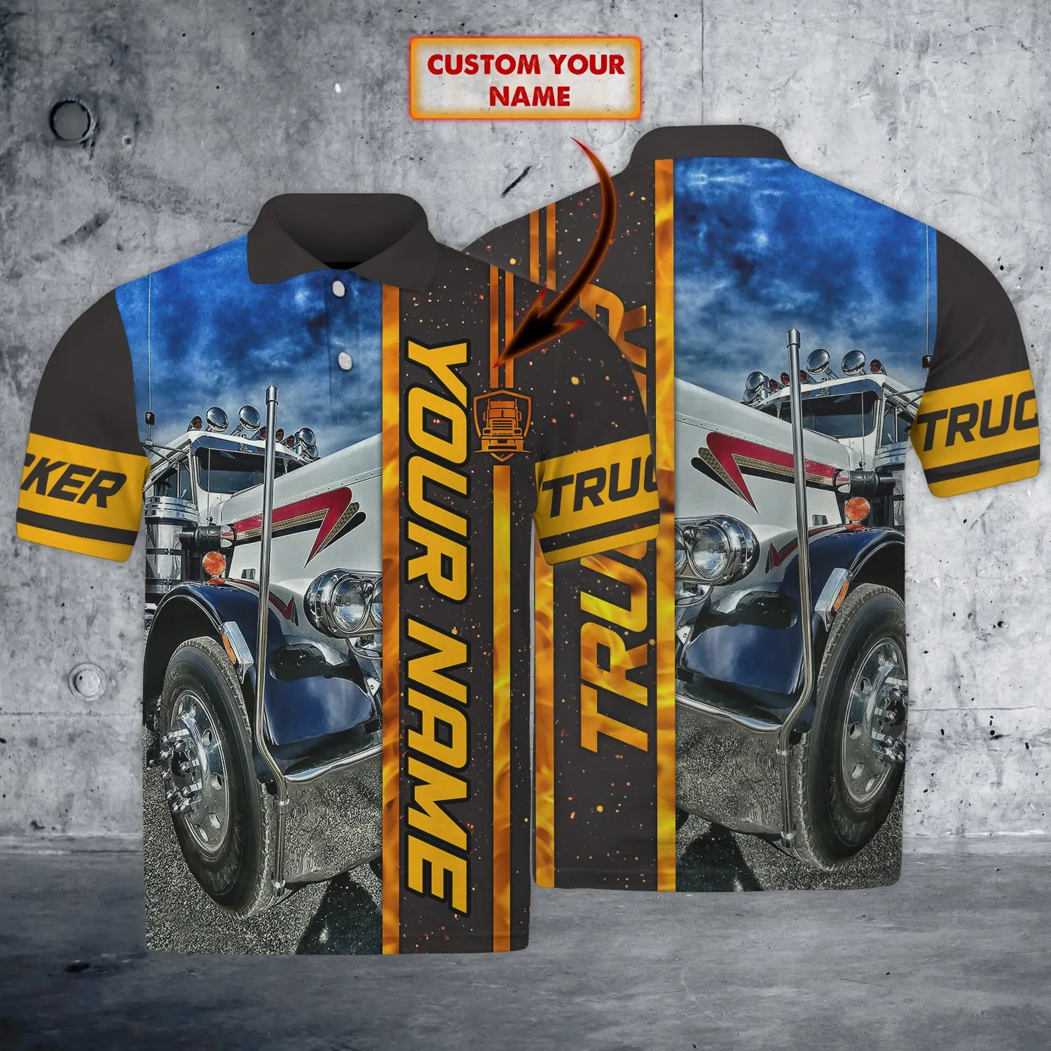 Trucker 018 - Personalized Name 3D Polo Shirt - Pth98
