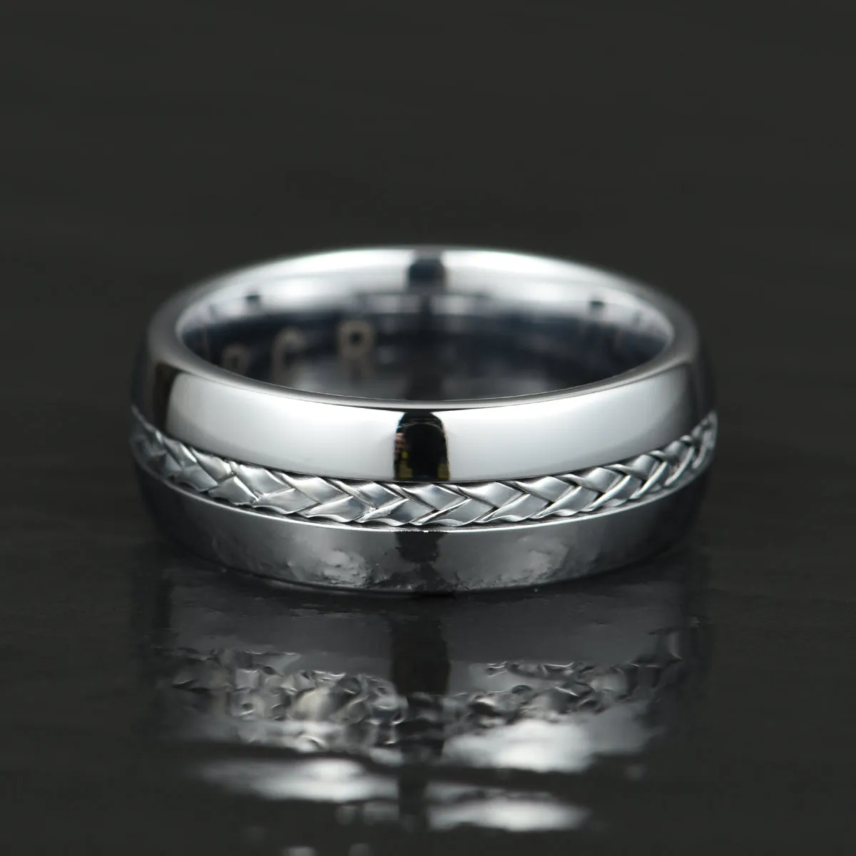 Tungsten Braid Inlay Men's Wedding Band 8MM