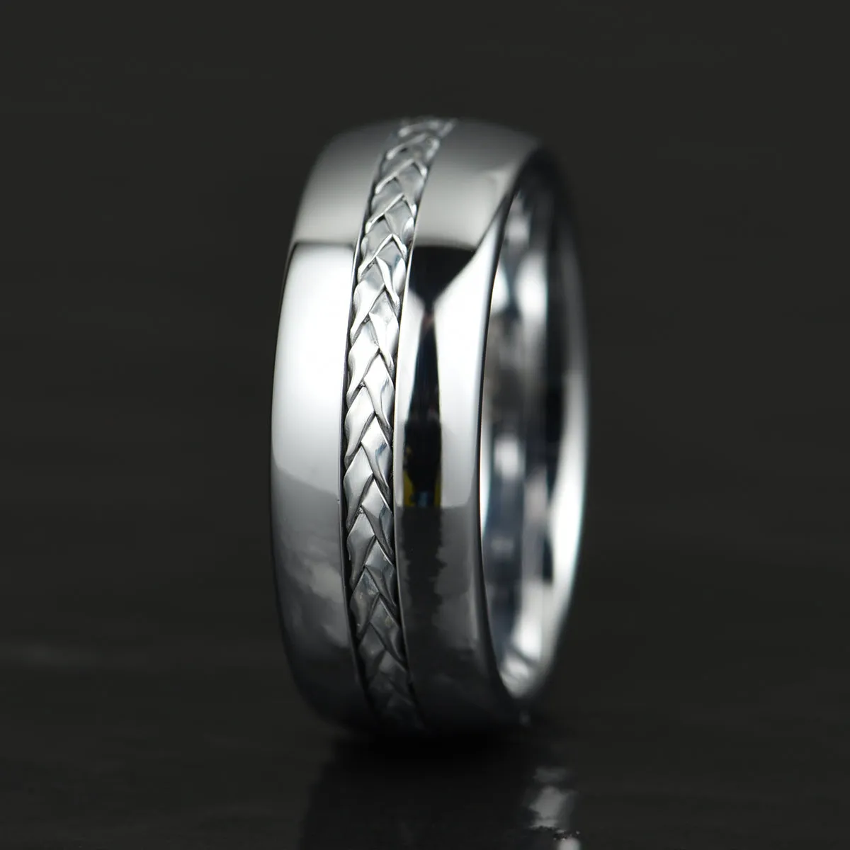 Tungsten Braid Inlay Men's Wedding Band 8MM