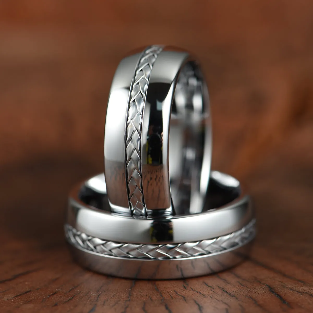 Tungsten Braid Inlay Men's Wedding Band 8MM