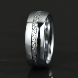 Tungsten Braid Inlay Men's Wedding Band 8MM