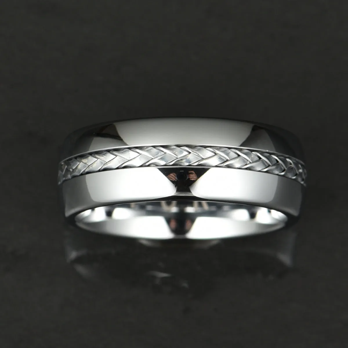 Tungsten Braid Inlay Men's Wedding Band 8MM