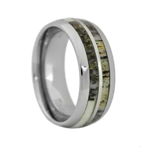 Tungsten Carbide Wedding Ring With Antler Inlay, Size 12 (92601)