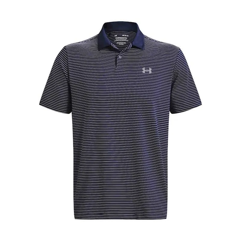 Under Armour Men's Perfomance 3.0 Stripe Polo - Midnight Navy/White/Pitch Grey