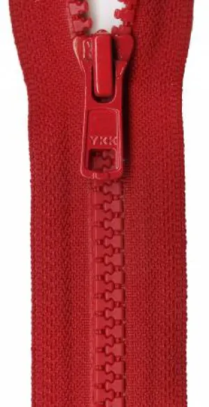 Vislon 1-Way Separating Zipper 18in Red  -- YKK
