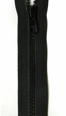 Vislon 1-Way Separating Zipper 20in Black -- YKK