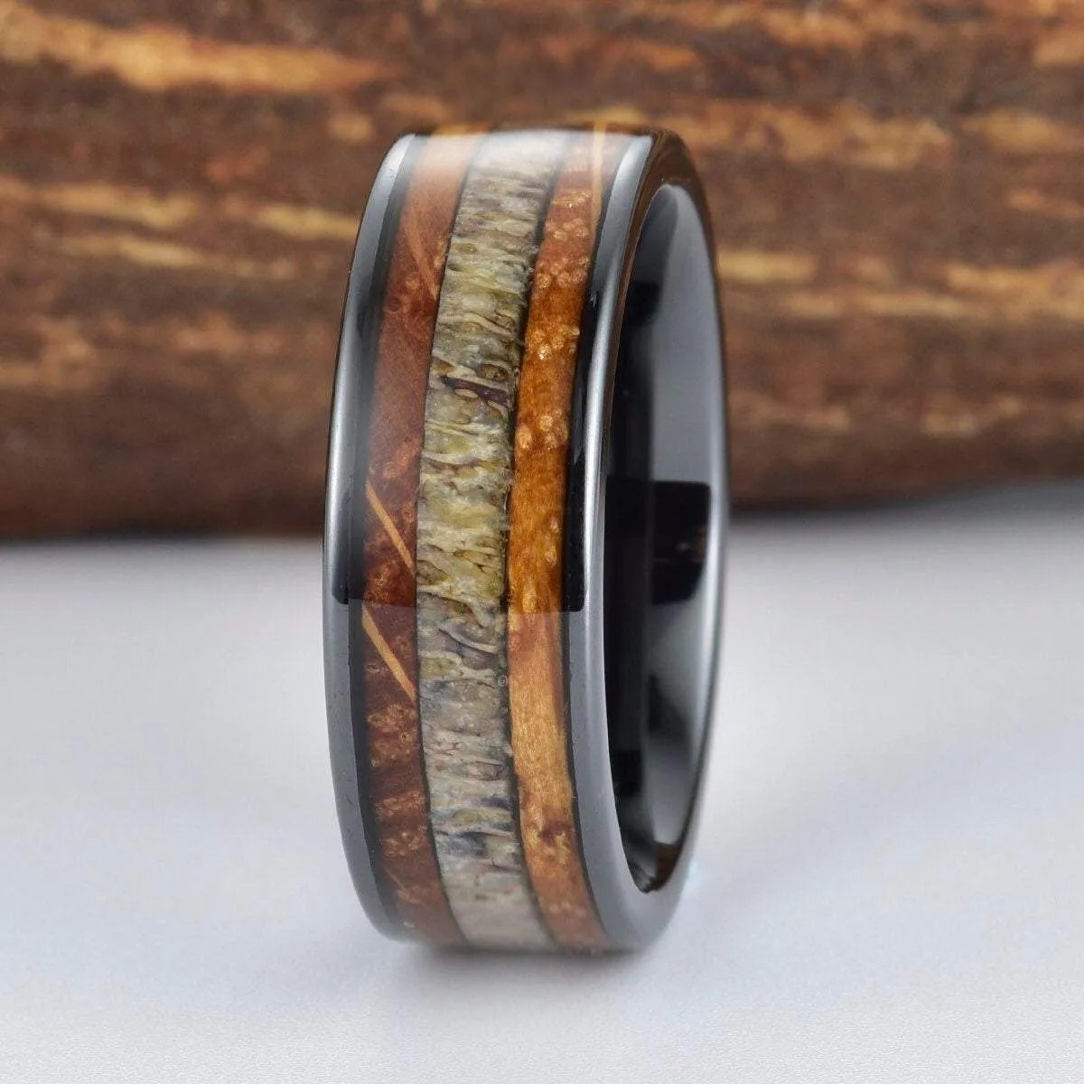 Whiskey Barrel Wood Antler Black Ceramic 6MM