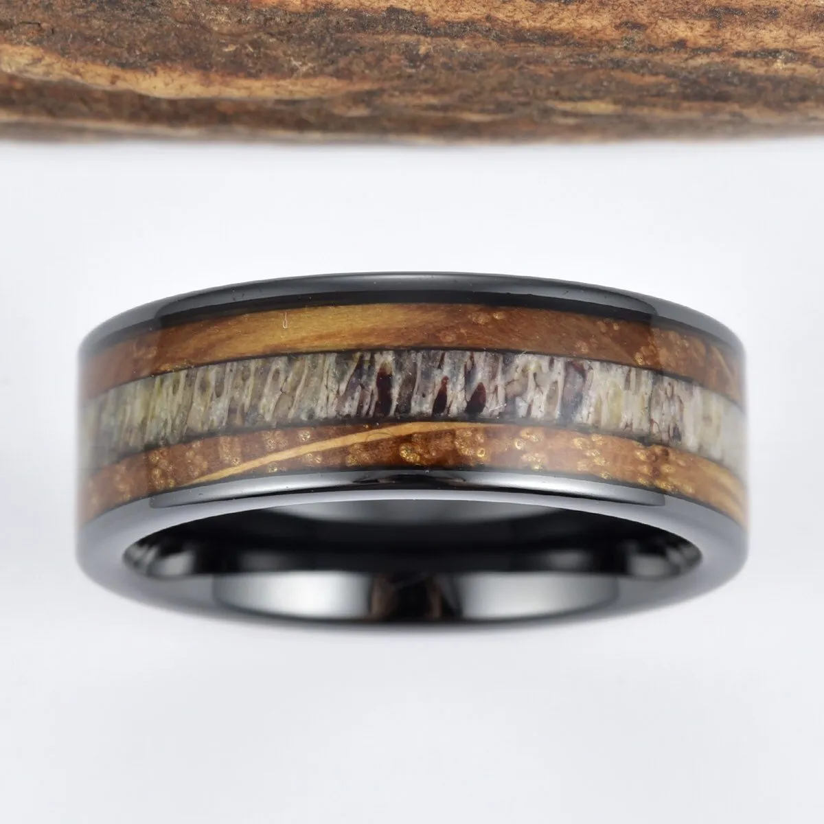 Whiskey Barrel Wood Antler Black Ceramic 6MM