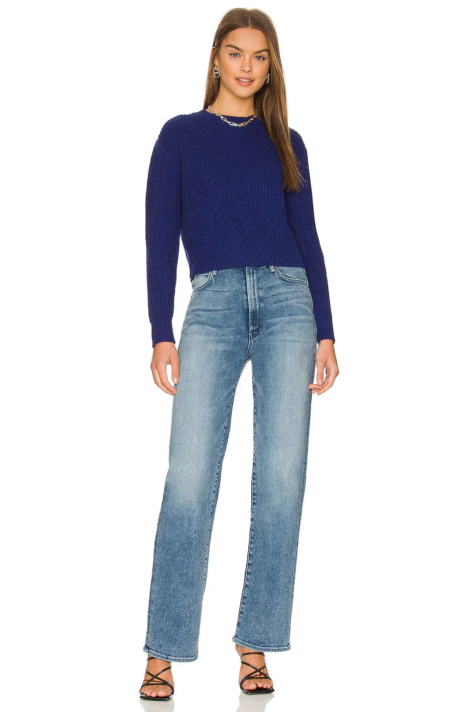 Women's 525 America | Crewneck Pullover All Cotton Sweater | Sapphire