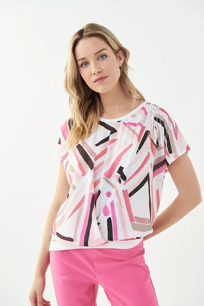 Women's Joseph Ribkoff | Abstract Print Top | Vanilla Multi