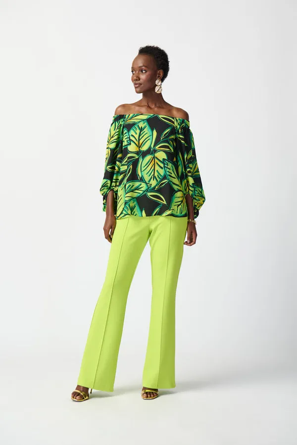 Women's Joseph Ribkoff | Leaf Print Off the Shoulder Top | Black Multi