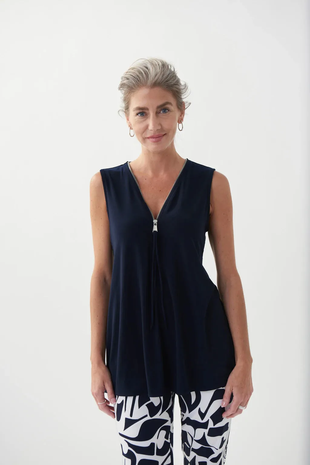 Women's Joseph Ribkoff | Zip Neckline Top | Navy