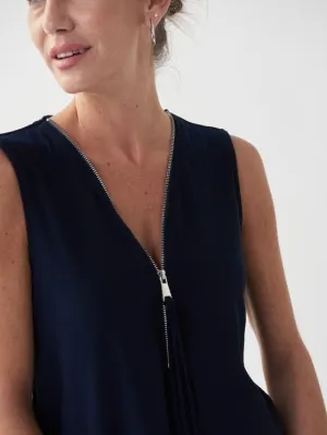Women's Joseph Ribkoff | Zip Neckline Top | Navy