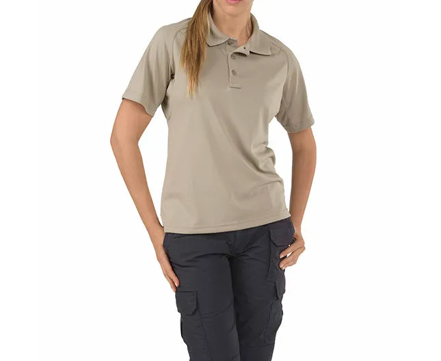 WOMEN’S PERFORMANCE POLO, SHORT SLEEVE, SILVER TAN